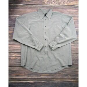 Claiborne Mens Size XL Gray Long Sleeve Button Down Dress Shirt Preowned